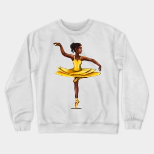 black ballerina  in yellow dress #002- brown skin ballerina. The best of the top 100 Crewneck Sweatshirt